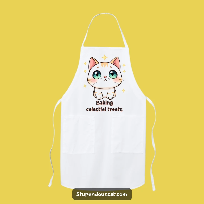 Funny Star Gazer Cat Apron: Cook Under the Cosmic Glow Funny Gift