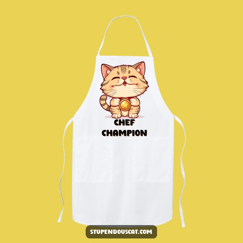 Funny Award Cat Apron - Stupendous Kitchen Wear for Champion Cooks