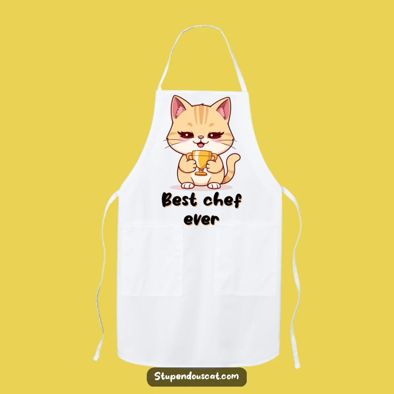 Funny Cat Trophy Apron - Kitchen Champ's Humorous Accessory