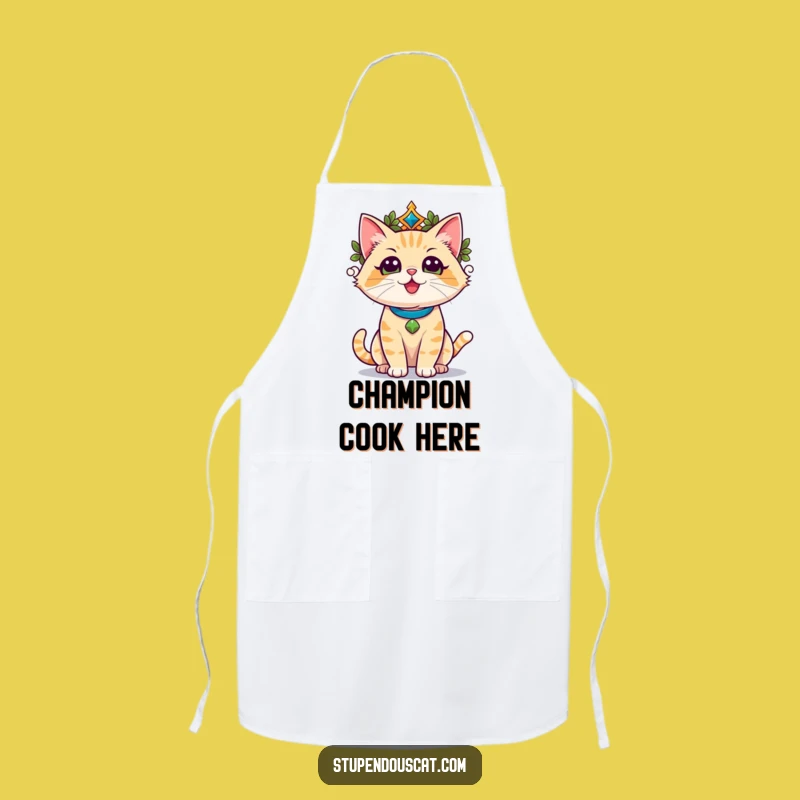Funny Champion Cat Apron - Culinary Triumphant Glory Chef Gift