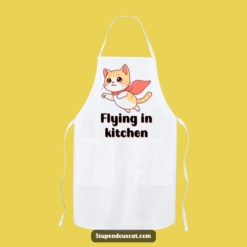 Funny Flying Cat Apron - Heroic Kitchen Wear for a Purrfectly Brave Cook