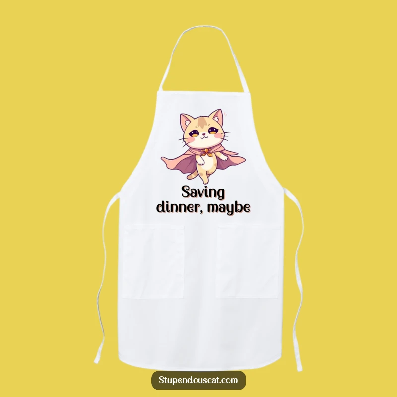 Funny Flying Cat Kitchen Apron: Majestic Chef Hero, Cooking Gift
