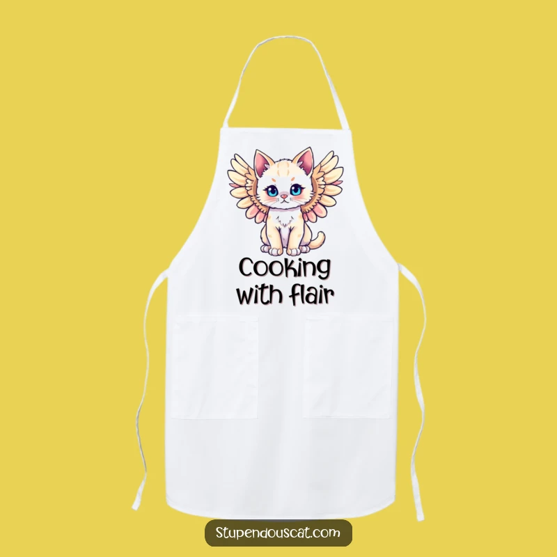 Funny Majestic Angel Cat Cub Apron - Cook with Heavenly Humor