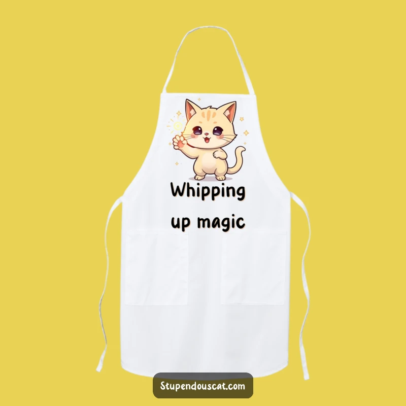 Funny Powerful Energy Cat Apron: Cook with Magic, Perfect Funny Gift!