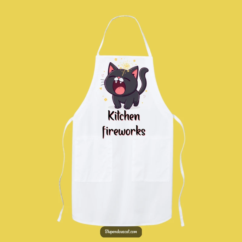 Funny Roaring Cat Fireworks Apron - Explosive Kitchen Accessory Gift