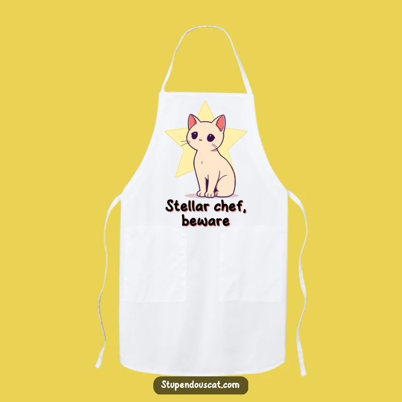 Funny Star Cat Apron - Silhouette Glow, Hilarious Celestial Kitchen Art