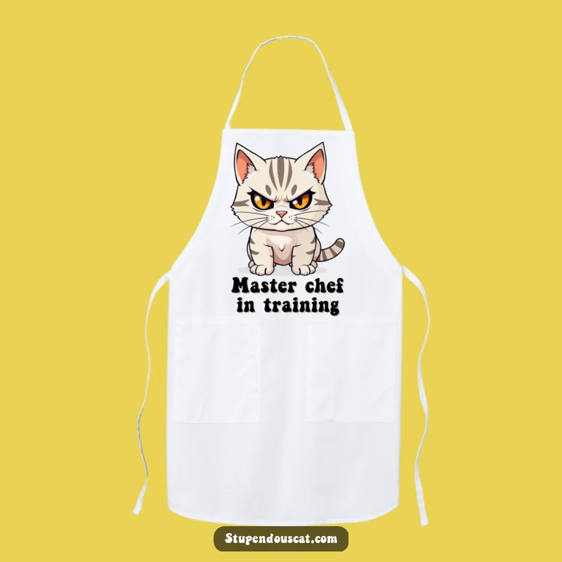Funny Determined Cat Apron: Cook with Focus and Flair