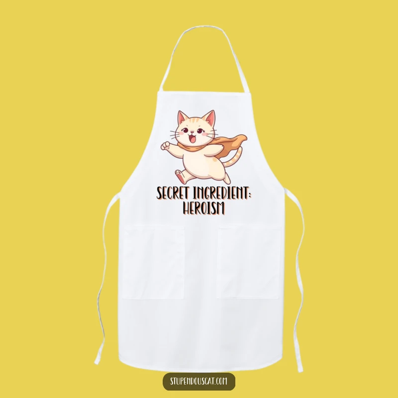 Funny Leaping Cat Apron - Determined Hero Kitchen Wear, Hilarious Cooking Gift