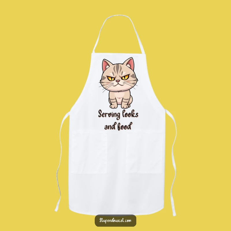 Funny Smug Cat Pose Apron: Cook with Confidence - Great Funny Gift