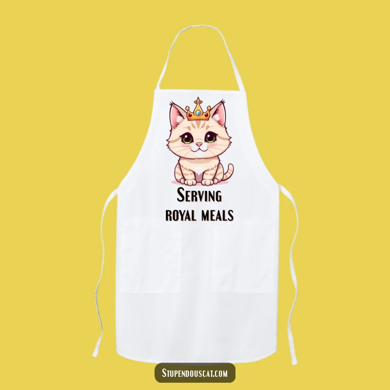 Funny Majestic Crown Cat Apron: Cook Like Royalty!