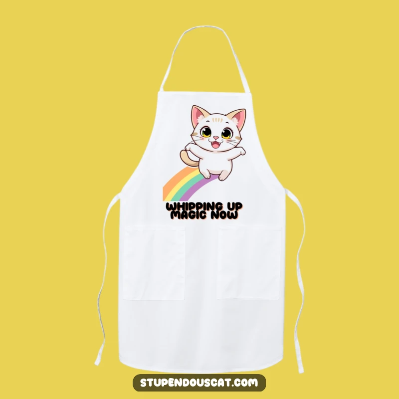 Funny Cat Leaping Rainbow Apron: Kitchen Fun - Great Funny Gift for Cooks