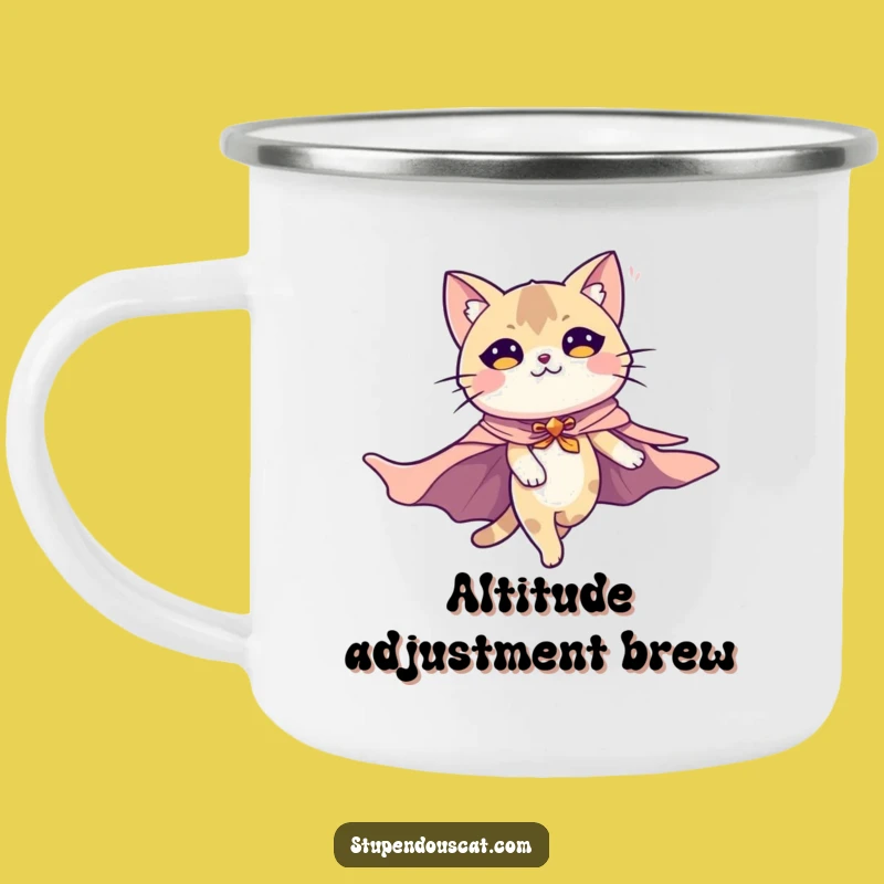 Funny Adventure Flying Cat Camping Mug: Majestic Hero Outdoors Gift