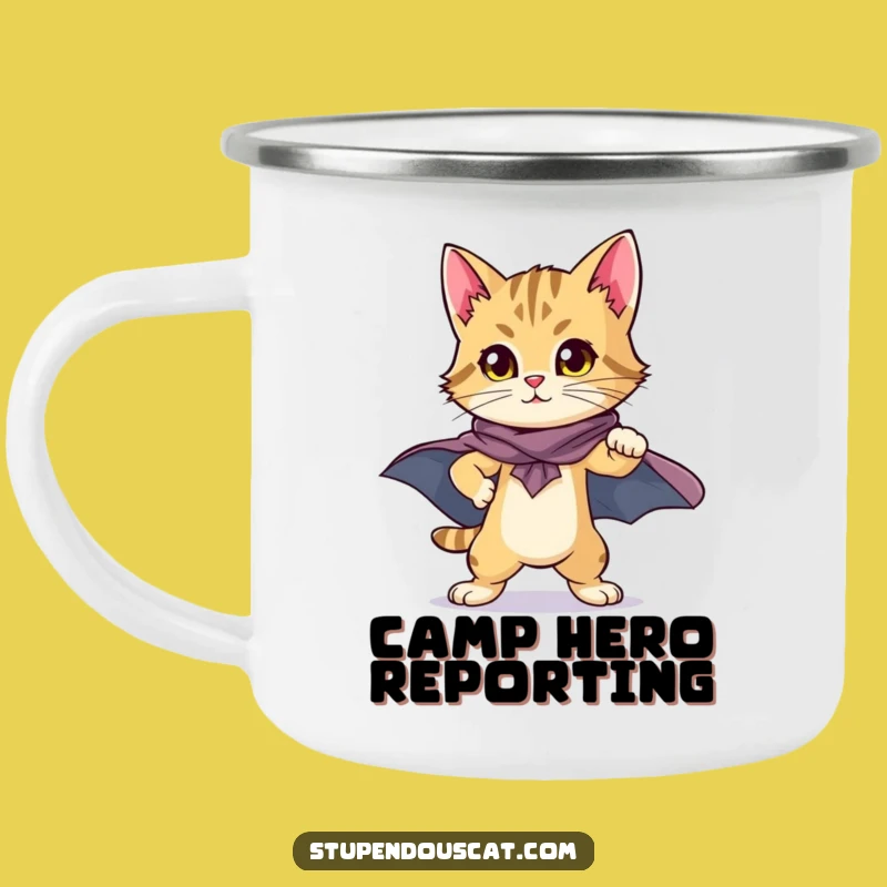 Heroic Cat Cub Cape Camping Mug: Adventure with Super-Cat Power!