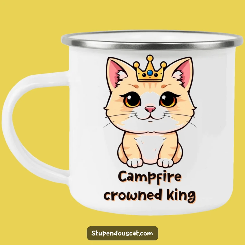 Funny Regal Cat Camping Mug: Royal Crown Comfort, Outdoor Gift