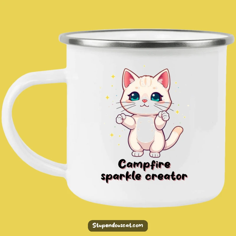 Magical Cat Sparkles Camping Mug - Dazzling Feline Outdoor Gift