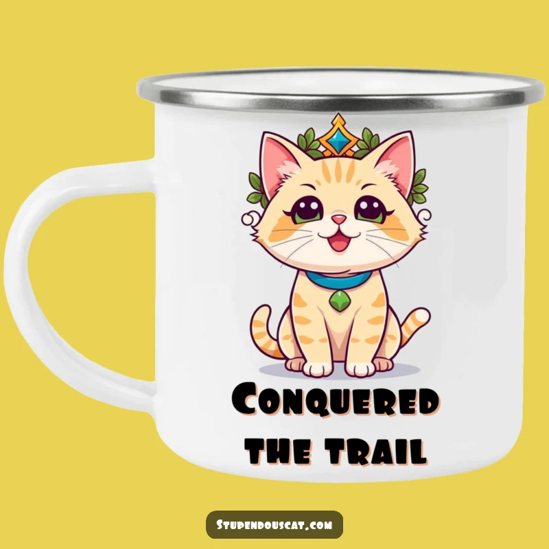 Funny Champion Cat Camping Mug - Durable Triumphant Glory Outdoor Gift