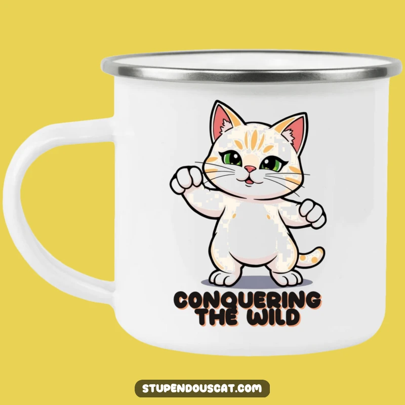 Funny Hero Cat Camping Mug - Sip Your Adventure with a Confident Feline, a Rugged Funny Gift