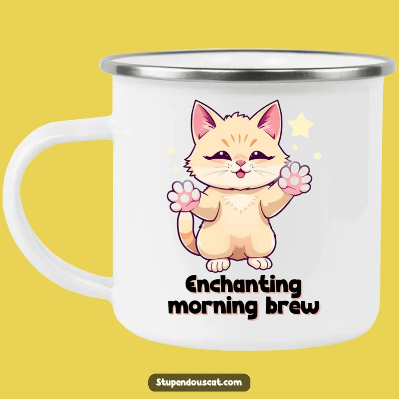 Funny Magical Cat Camping Mug: Sip Enchanted Brews with Sparkling Paws