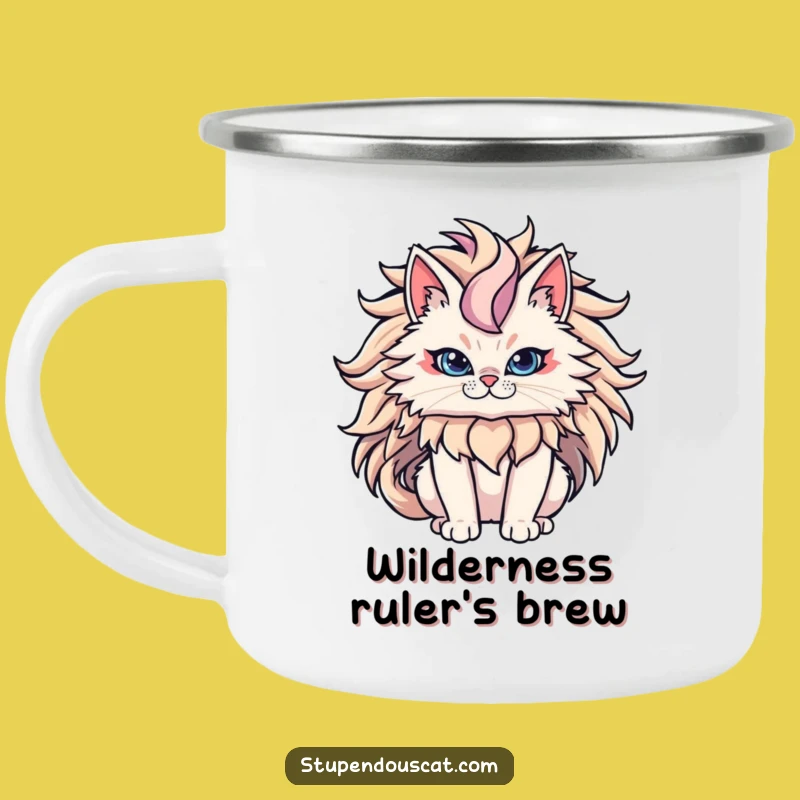 Epic Mane Cat Camping Mug - Powerful Feline King Outdoor Gift