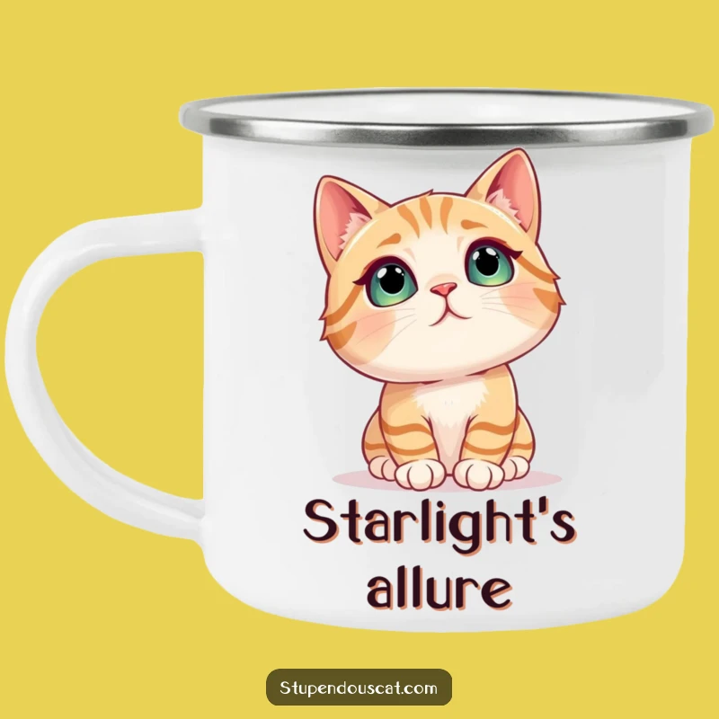 Funny Awestruck Cat Camping Mug - Outdoor Magic & Pet Humor Gift