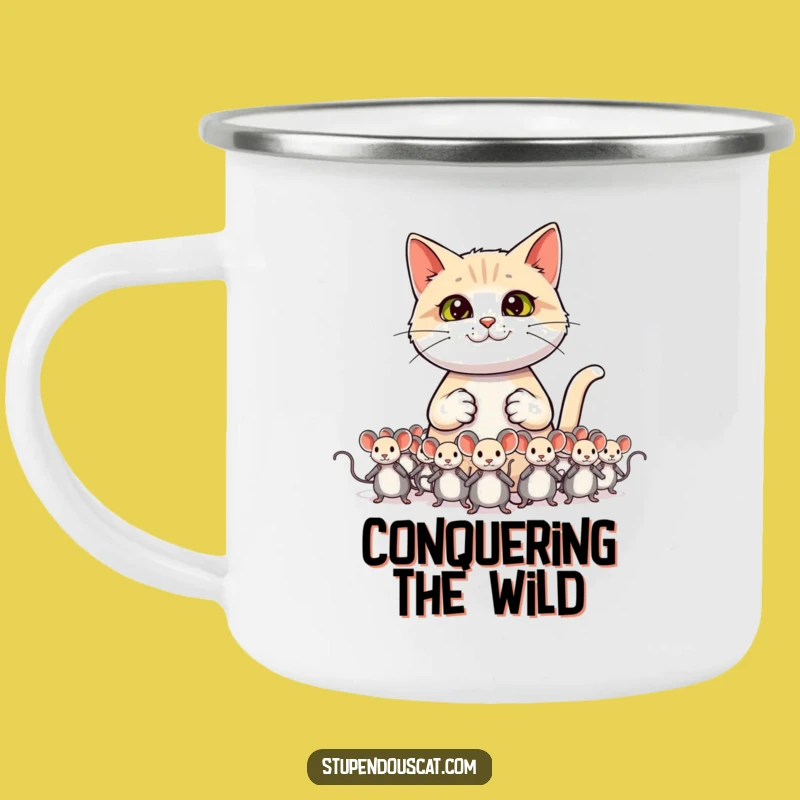 Funny Cat General Camping Mug - Conquer the Outdoors with Toy Mice Gift