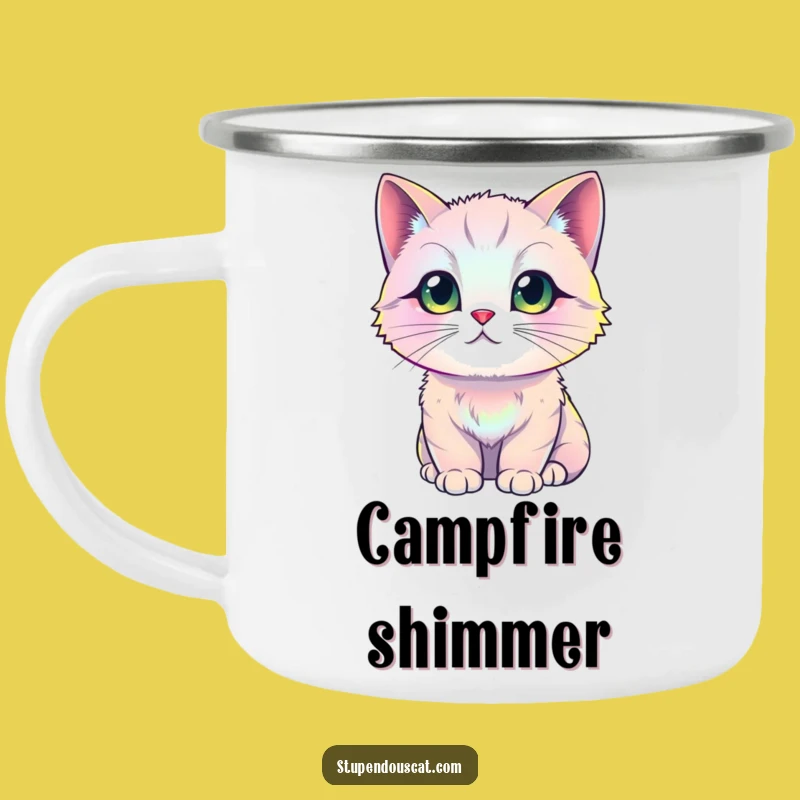 Funny Iridescent Cat Camping Mug: Shimmering Nature - Outdoor Gift