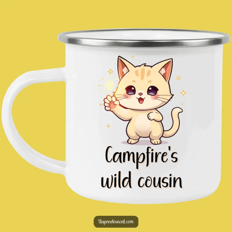 Funny Powerful Energy Cat Camping Mug: Adventure Fuel, Perfect Outdoorsy Gift!