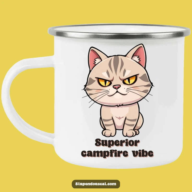 Funny Smug Cat Pose Camping Mug: Adventure Sass - Perfect Funny Gift