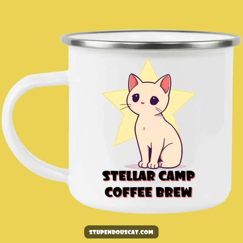 Funny Star Cat Camp Mug - Silhouette Glow, Hilarious Celestial Drinkware
