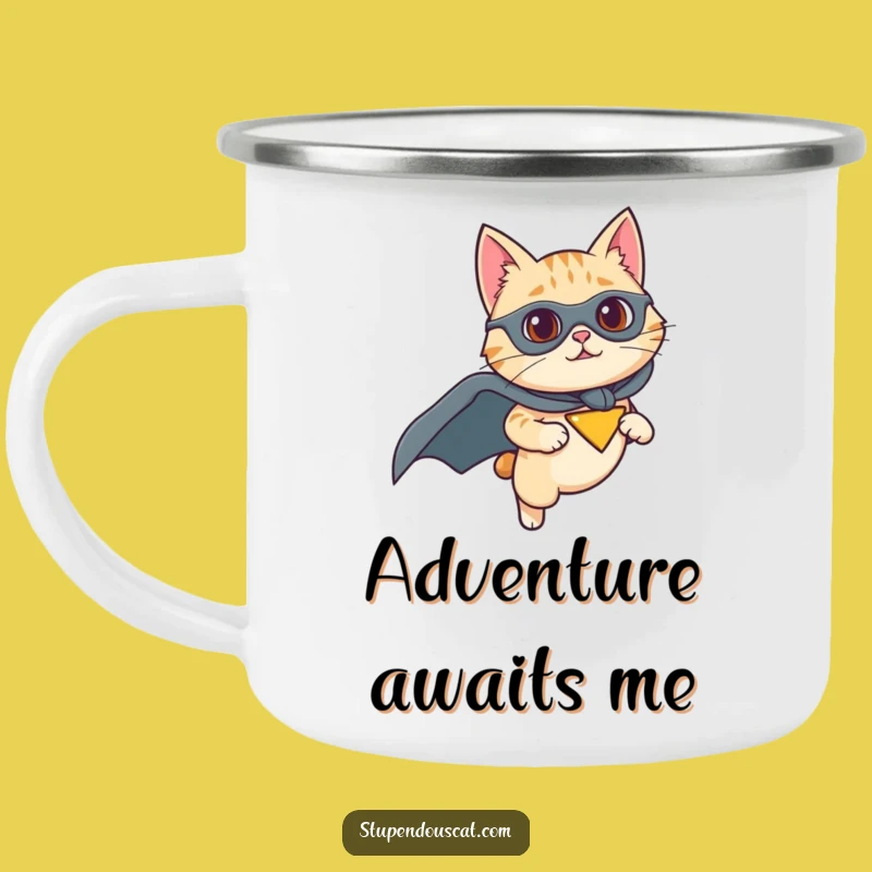 Funny Superhero Cat Camping Mug: Adventure Fuel, Great Funny Gift