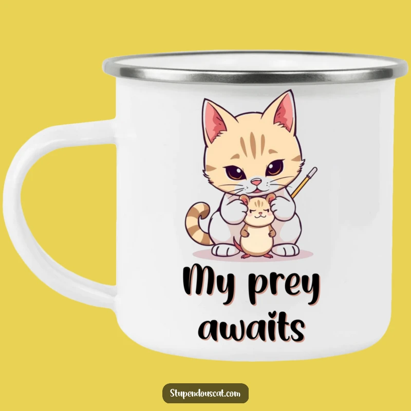 Funny Valiant Cat Toy Mouse Camping Mug: Adventure Guardian, Unique Funny Gift