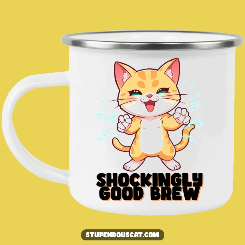 Funny Lightning Cat Camping Mug: Electrify Your Adventures with Powerful Paws