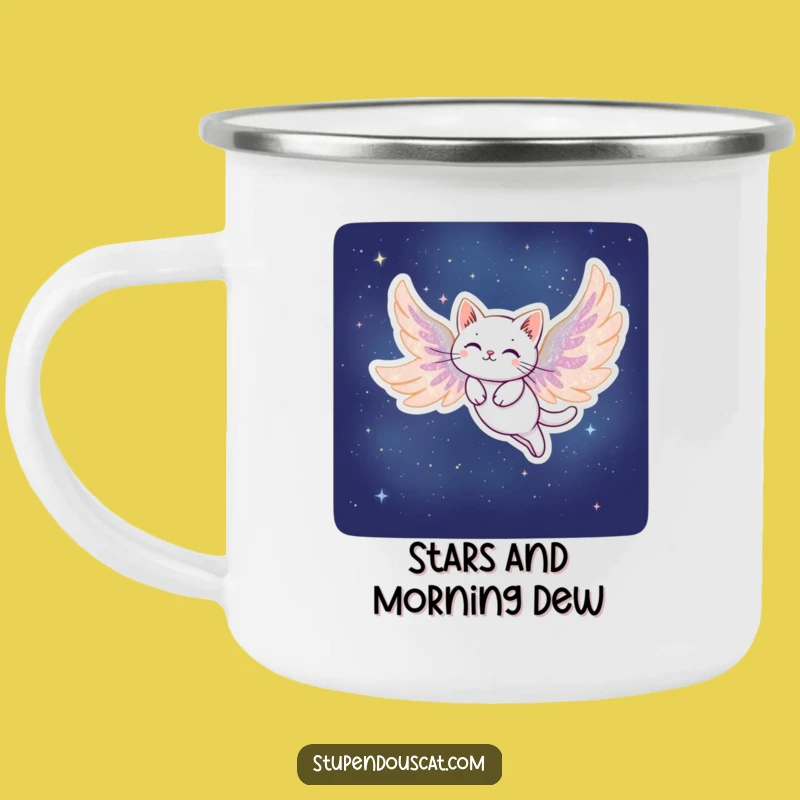 Funny Stardust Cat Camping Mug: Outdoor Gift for Dreamers Who Love Night Sky Adventures