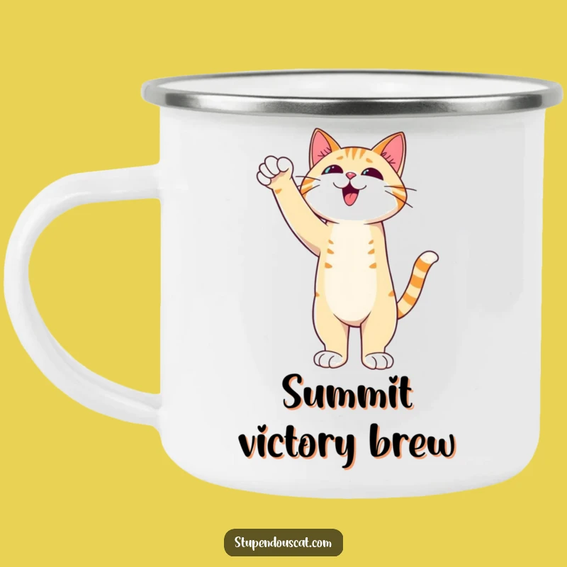 Triumphant Cat Paw Camping Mug - Admirable Feline Victory Outdoor Gift