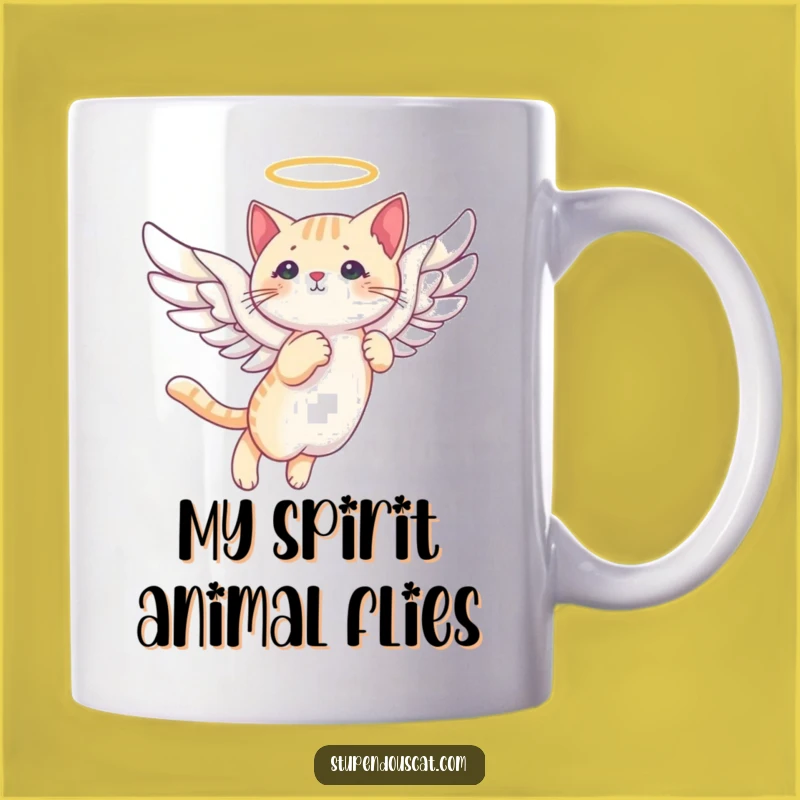 Funny Angelic Cat Wings Mug: Heavenly Humor for Your Coffee Break