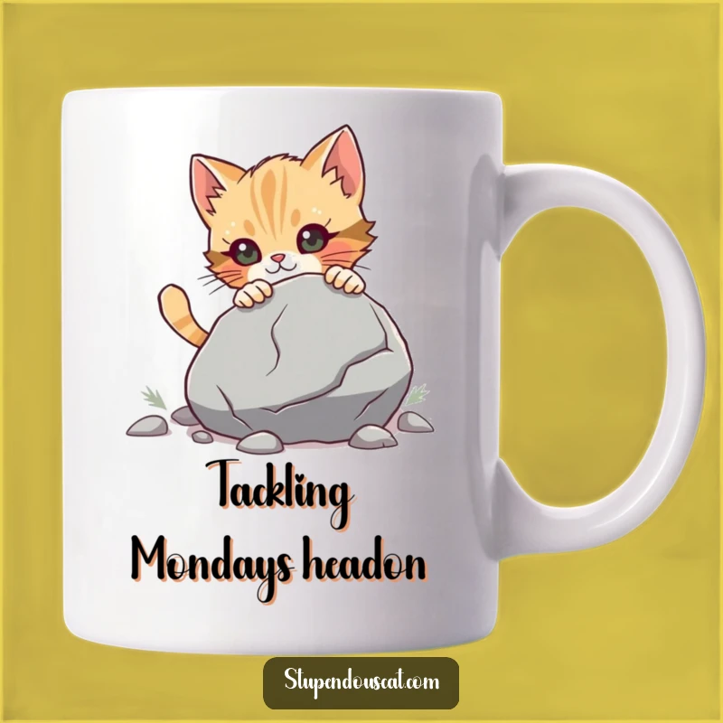 Funny Determined Cat Cub Boulder Mug - Strength & Humor Gift