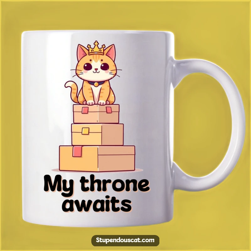 Funny Regal Cat Box Tower Mug - Hilarious Feline Royalty Gift for Cat Lovers