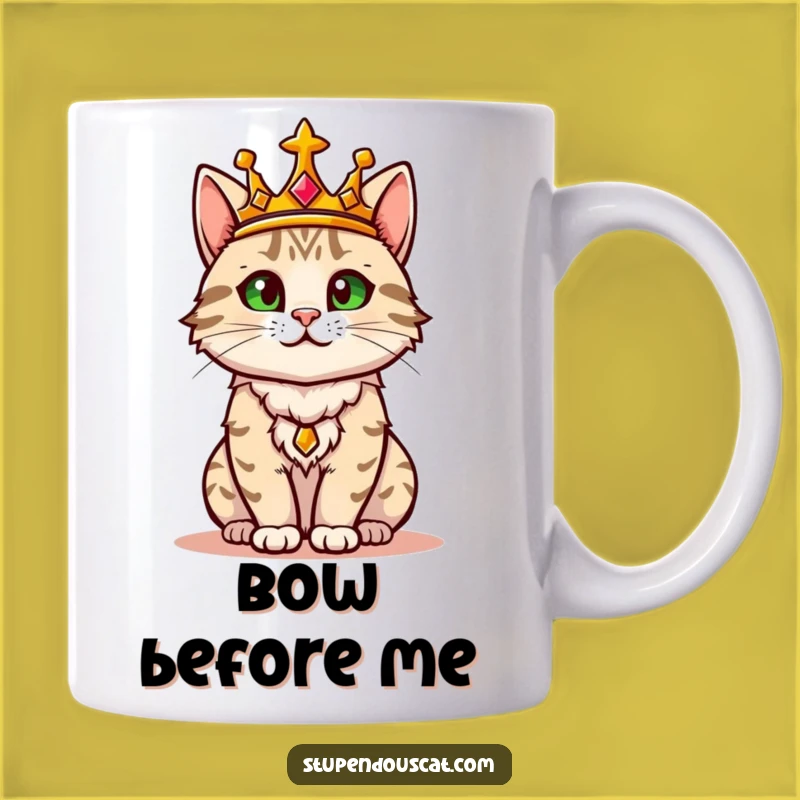 Funny Regal Cat Mug: Royal Crown Surveying Domain, Confident Feline Gift