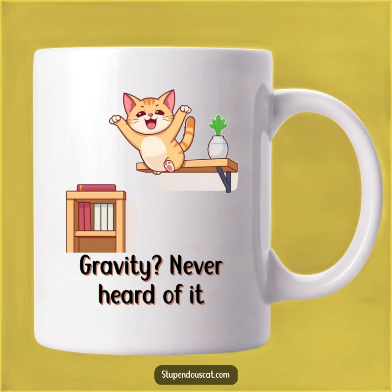 Funny Cat Leaping Shelf Mug: A Hilarious Gift for Cat Lovers Who Appreciate Flair