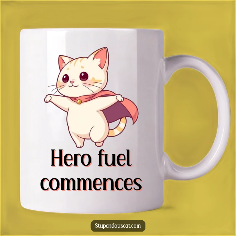 Funny Superhero Cat Mug: Dramatic Cape Swoosh Funny Gift