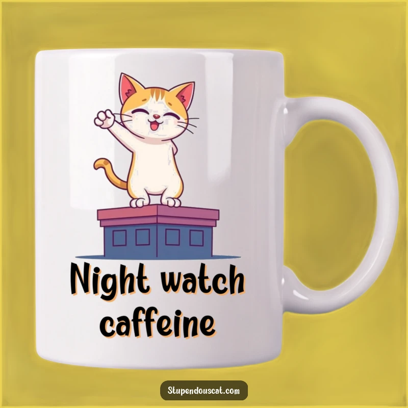 Funny Hero Cat Rooftop Mug: Be a Hero with Every Sip!