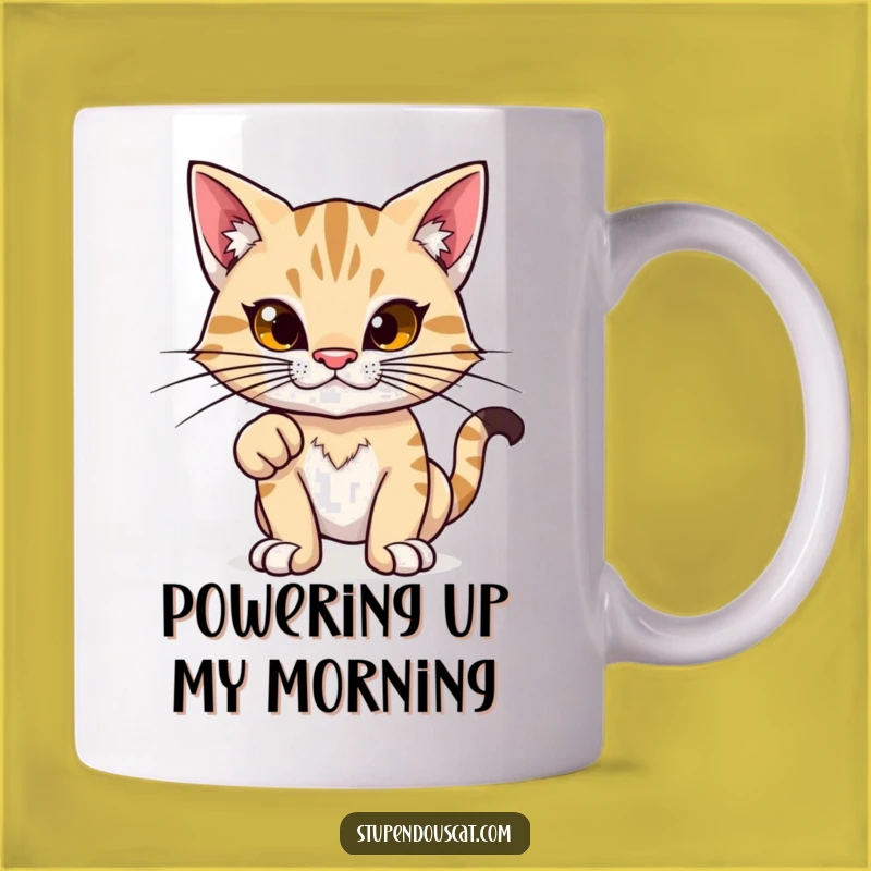 Funny Proud Feline Mug: Exaggerated Whiskers, Power Stance - Perfect Funny Gift
