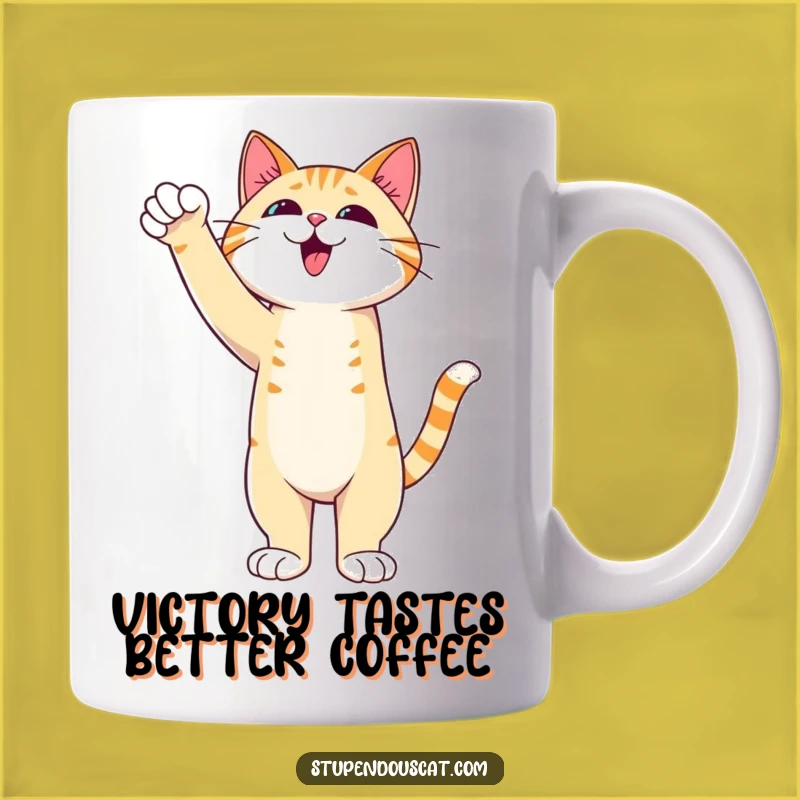 Triumphant Cat Paw Mug - Admirable Feline Victory Funny Gift