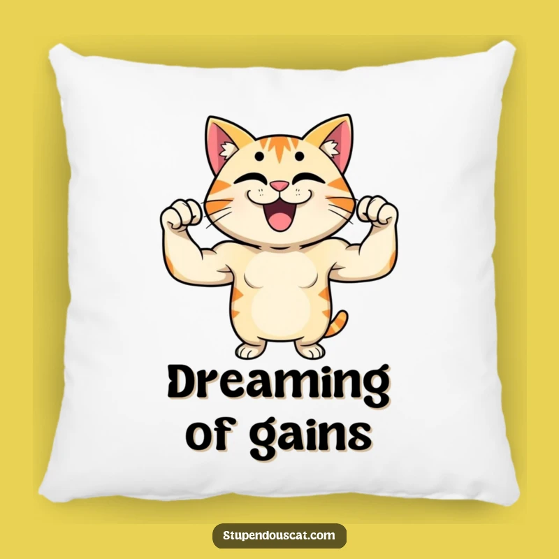 Funny Strong Cat Flex Pillow - Accent Pillow for Fitness Fans