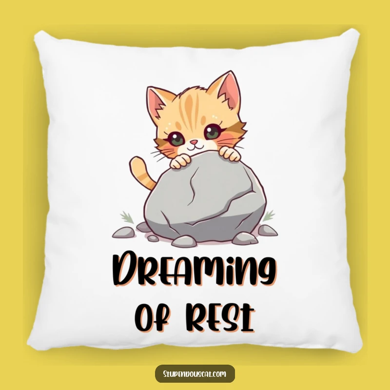 Funny Determined Cat Cub Boulder Pillow - Cozy Comfort & Humorous Motivation