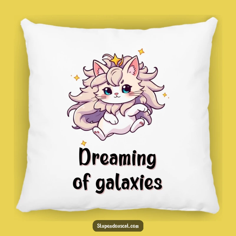 Funny Majestic Starry Mane Cat Pillow: Cozy Cosmic Nap, Adorable Funny Gift!