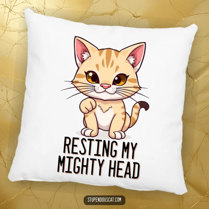 Funny pillow: A proud feline with exaggerated whiskers strikes a powerful stance, conveying strength and self-assurance.