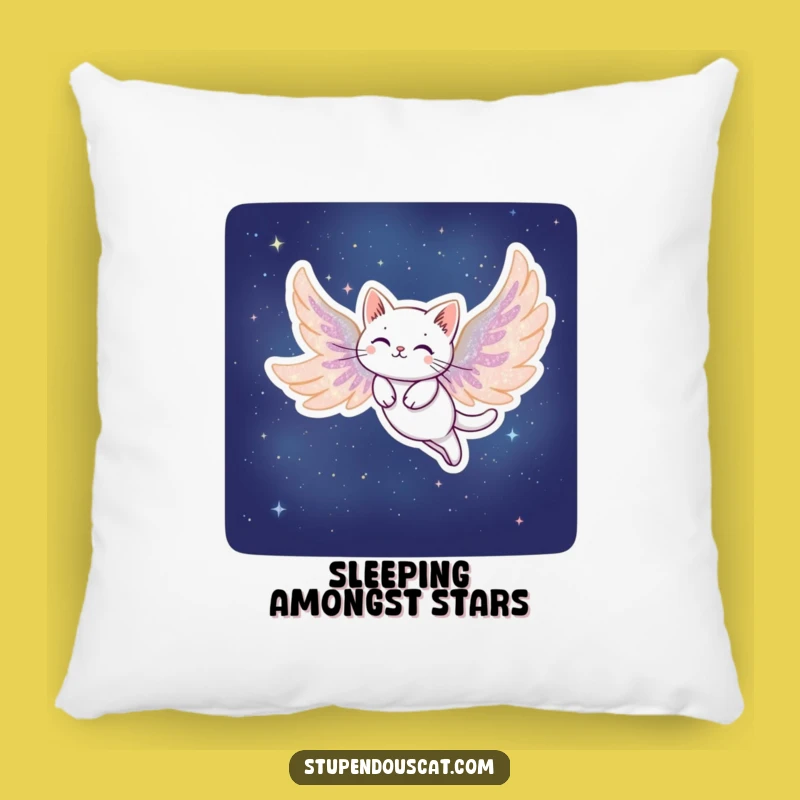 Funny Stardust Cat Pillow: Soft Cushion for Dreamers Who Love Nighttime Magic