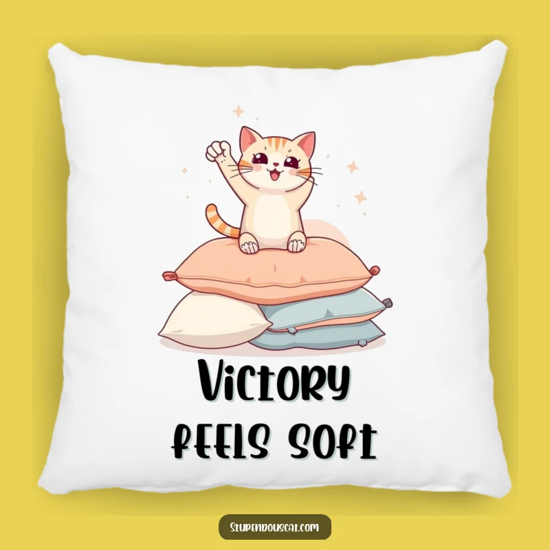 Funny Triumphant Cat Pillow - Comfy and Hilarious Feline Decor Accent