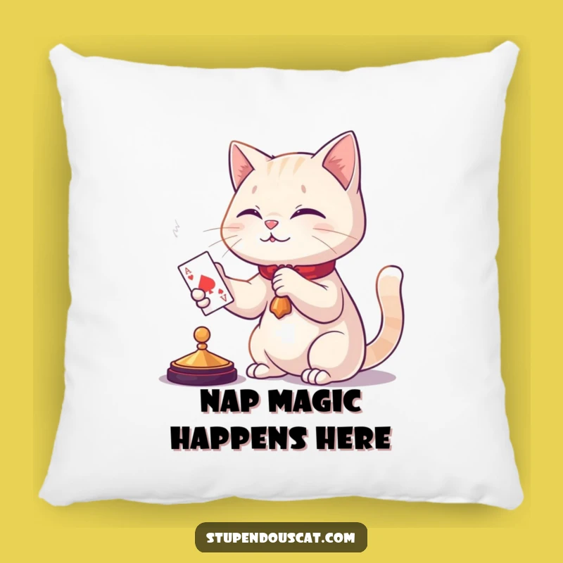 Funny Cat Magic Pillow: Card Appearing Comfort - Cozy & Humorous Decor